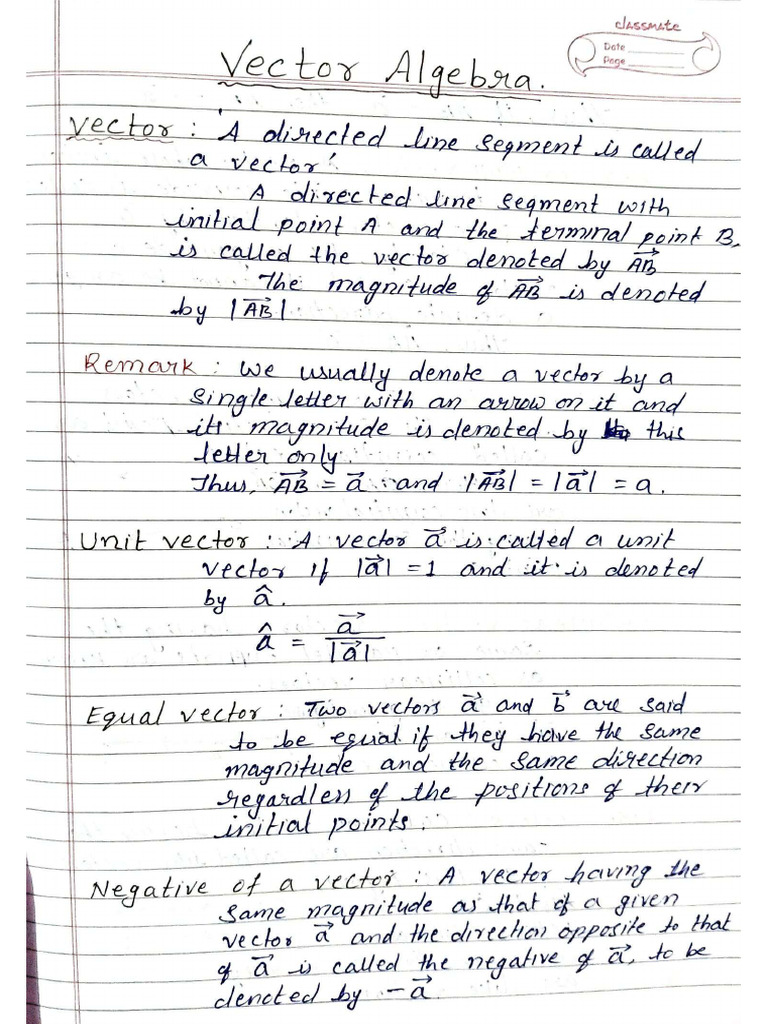 Vector Algebra of Class 12-3 | PDF