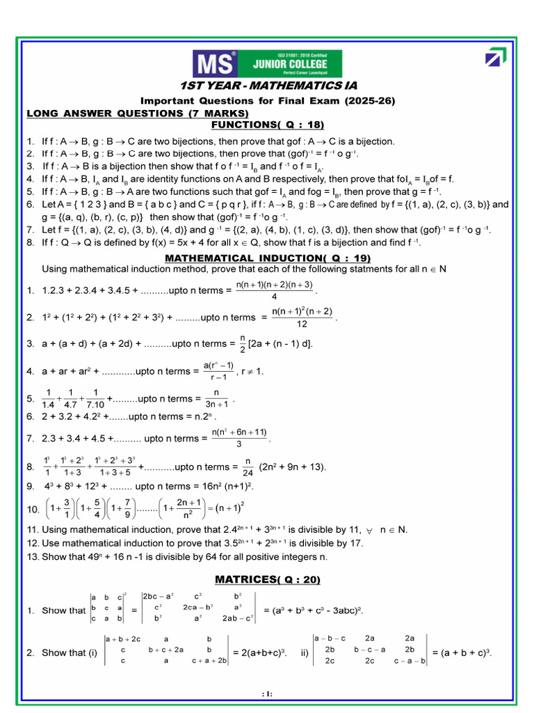 Important Math Exam Questions 2025-26 | PDF | Line (Geometry) | Geometry