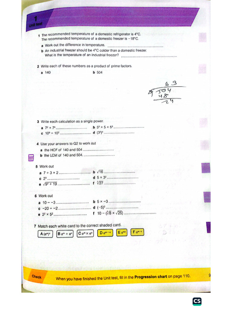 Math Term-1 Unit Test (H.W) | PDF