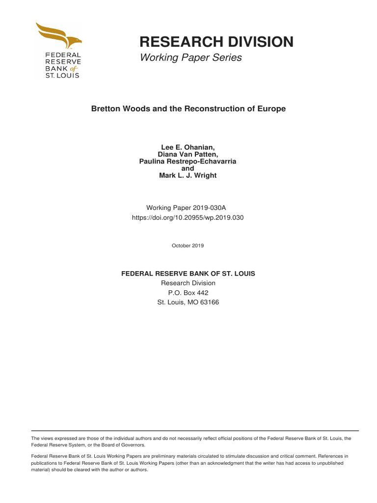 Impact of Bretton Woods on Europe's Recovery | PDF | Labour Economics ...