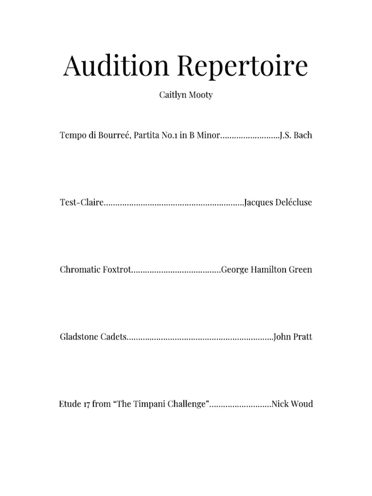 Final Audition Sheet | PDF
