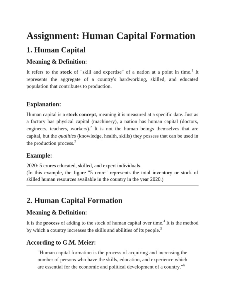 Assignment On Human Capital Formation - Human Cap... | PDF | Human ...
