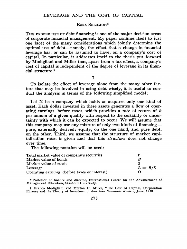 Impact of Leverage on Cost of Capital | PDF | Cost Of Capital ...