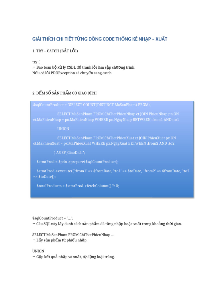 Giai Thich Tung Dong Code Thong Ke | PDF
