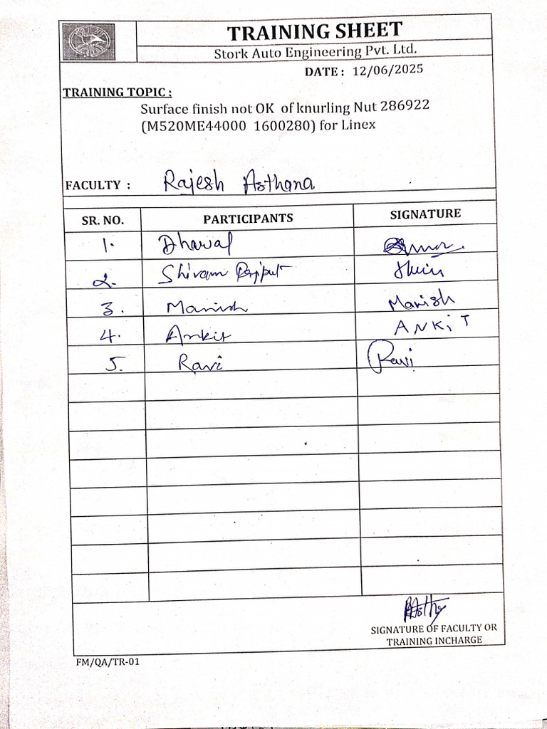 Training Sheet | PDF