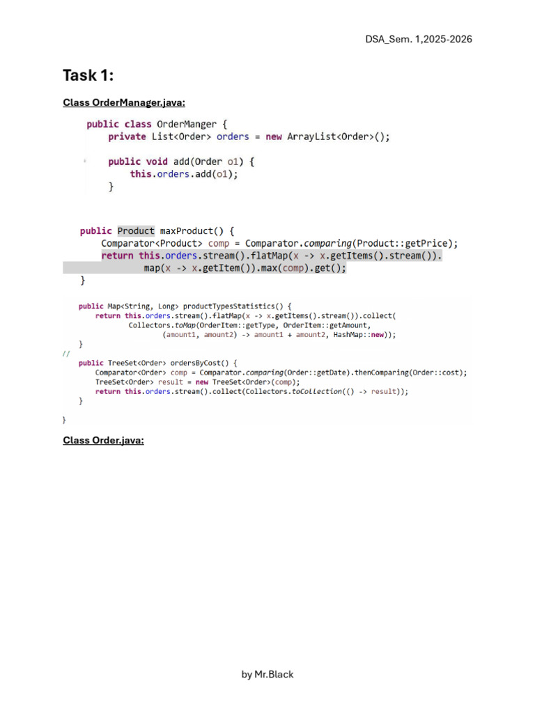 Java Class Structure for DSA 2025-2026 | PDF