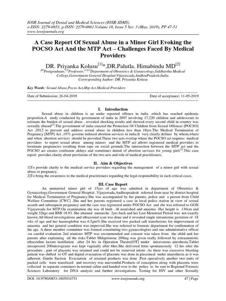 Sexual Abuse Case in Minor: POCSO & MTP Challenges | PDF | Abortion ...