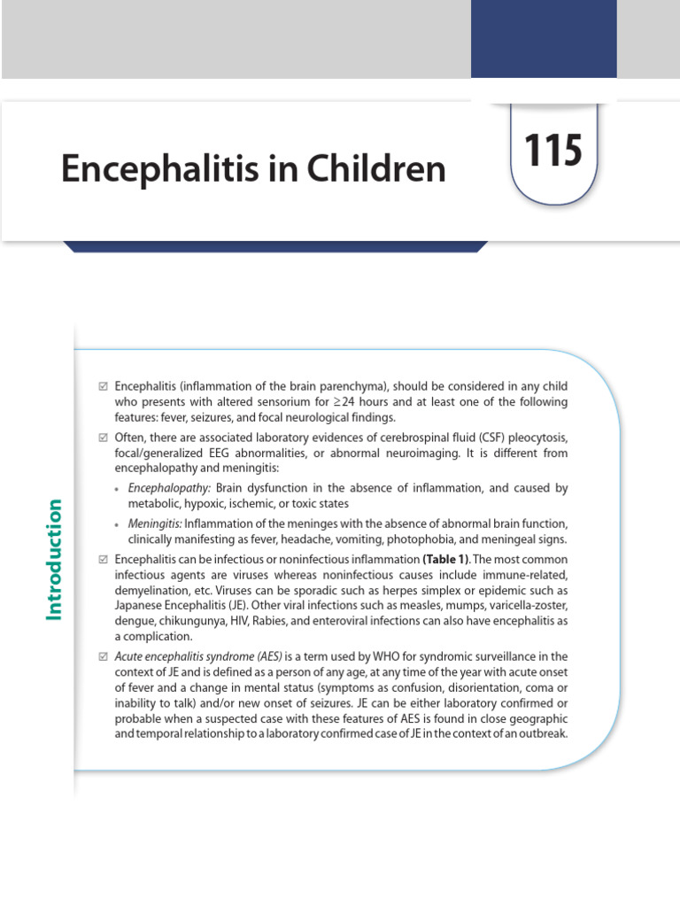 Encephalitis in Children: Symptoms & Management | PDF | Meningitis ...