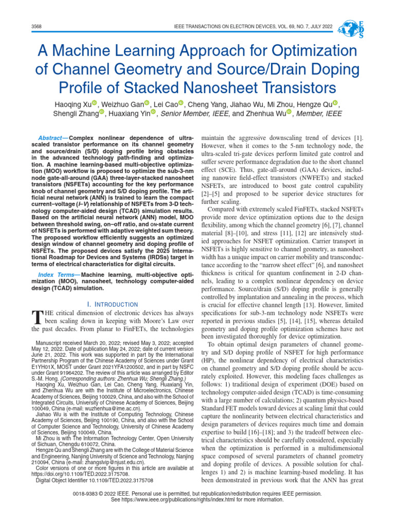 Machine Learning for NSFET Optimization | PDF | Field Effect Transistor ...