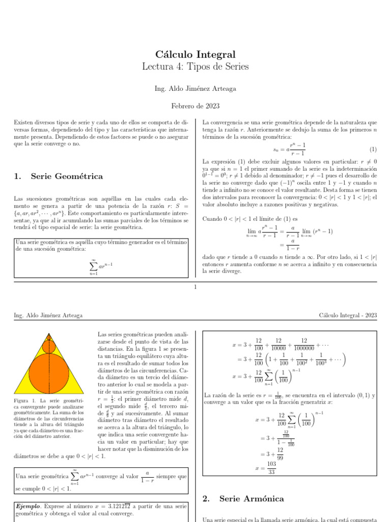 Tipos de Series en Cálculo Integral | PDF | Análisis complejo | Análisis