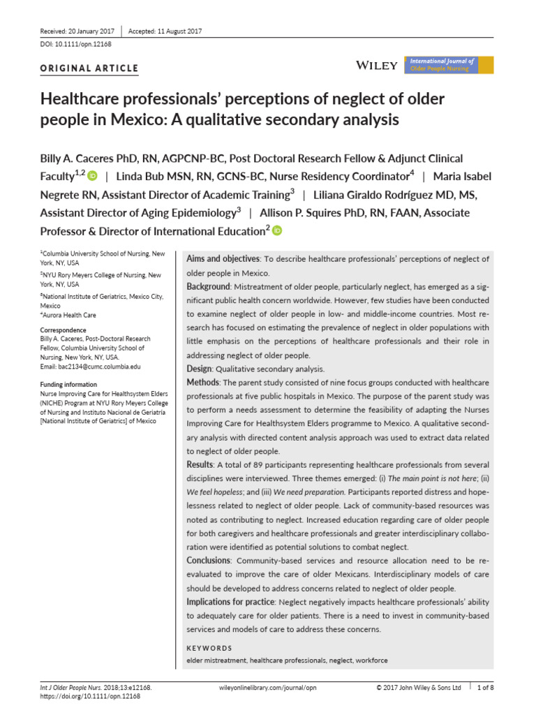 Healthcare Neglect of Older Mexicans | PDF | Focus Group | Health ...