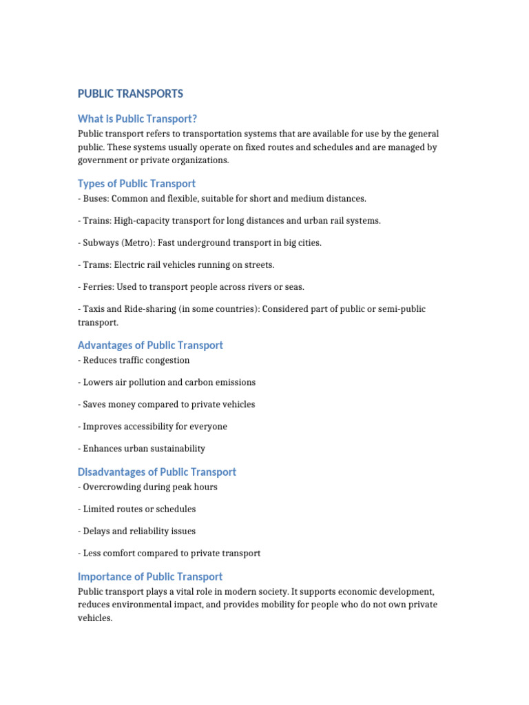 Understanding Public Transport Systems | PDF