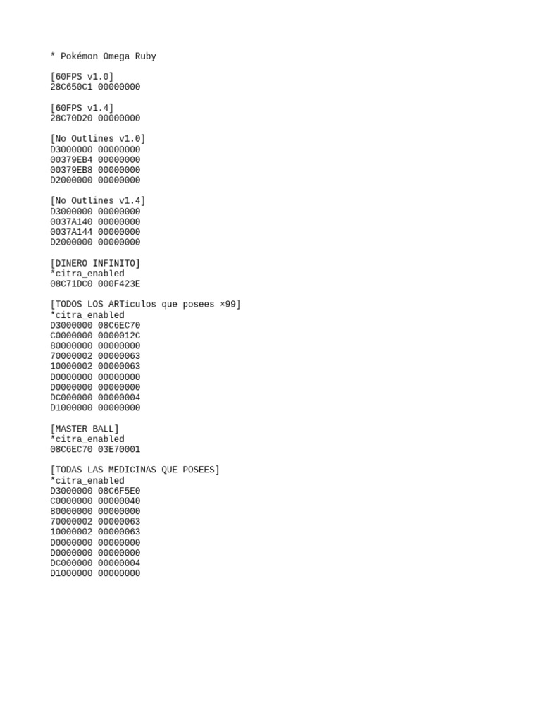 Pokémon Omega Ruby Cheat Codes Guide | PDF