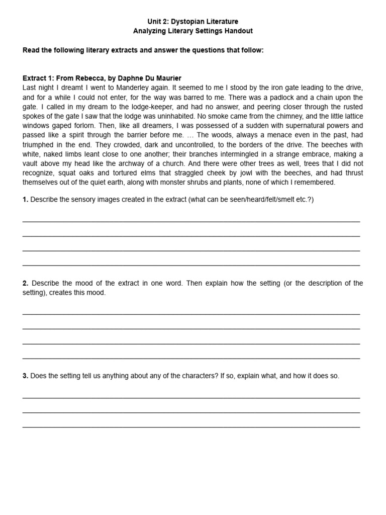 Dystopian Literature Analysis Guide | PDF | Dorothy Gale