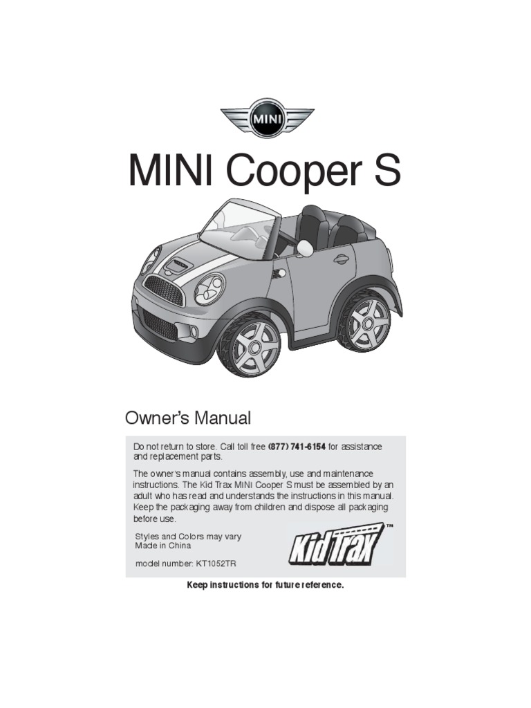 KT1052TR 12V Mini Cooper Owners Manual Web | Battery (Electricity
