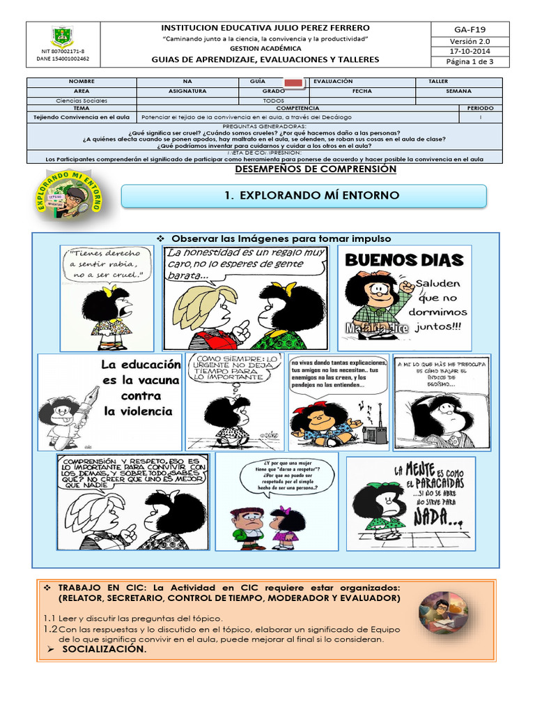 Guía para Fomentar la Convivencia Escolar | PDF | Salón de clases ...