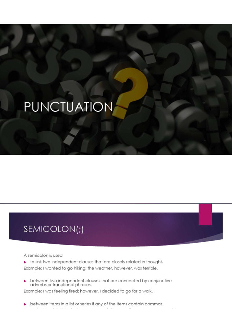 Punctuation Guide: Semicolons, Colons, Dashes | PDF