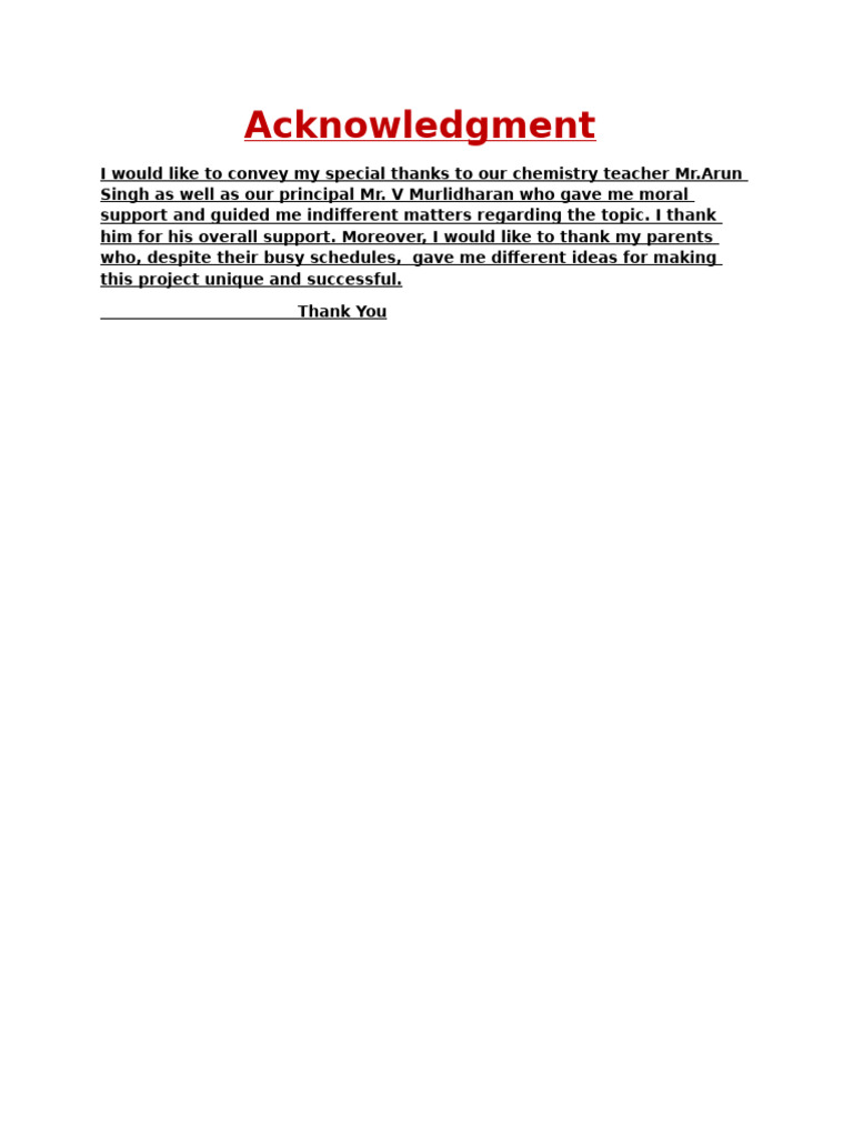 Acknowledgments for Project Support | PDF