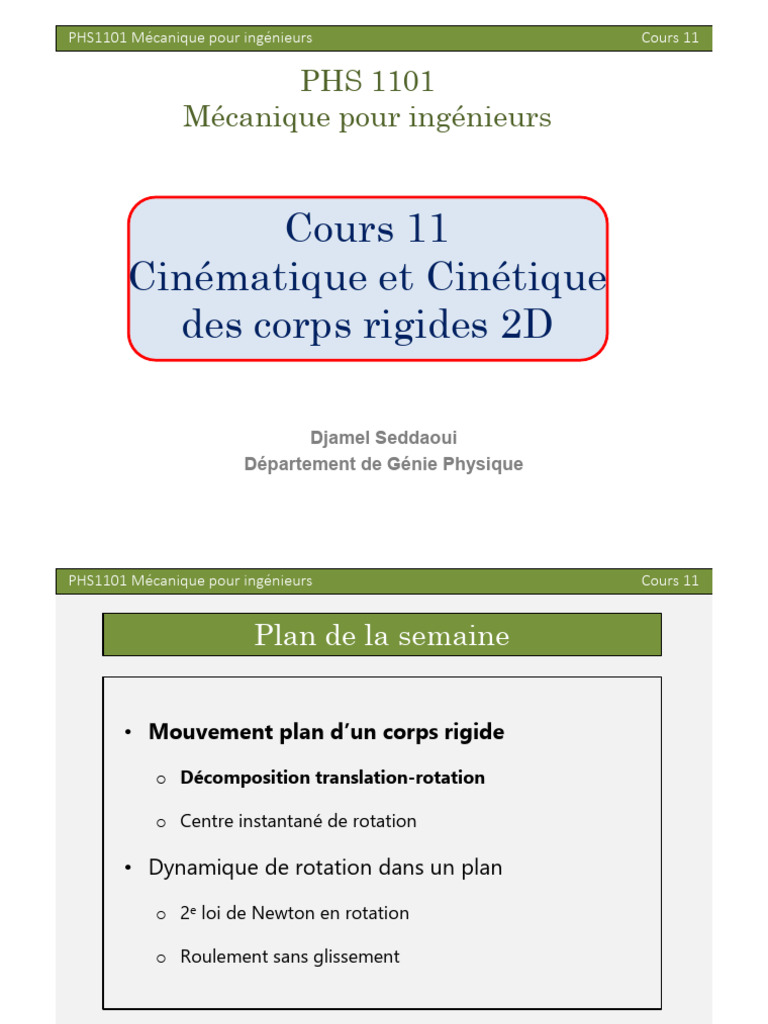 Cinématique et dynamique des corps rigides | PDF | Rotation | Cinématique