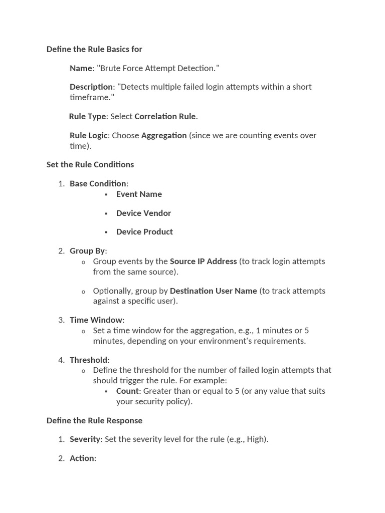 Brute Force Login Detection Rule Setup | PDF