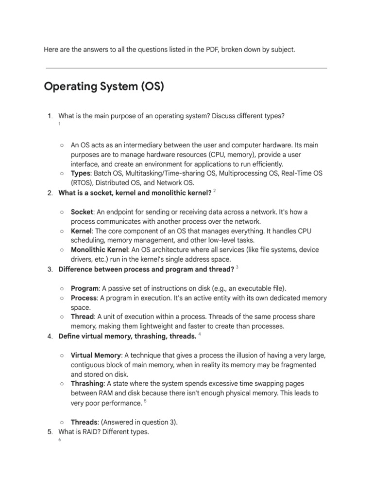 Comprehensive OS and DBMS Concepts Guide | PDF | Computer Network | Ip ...