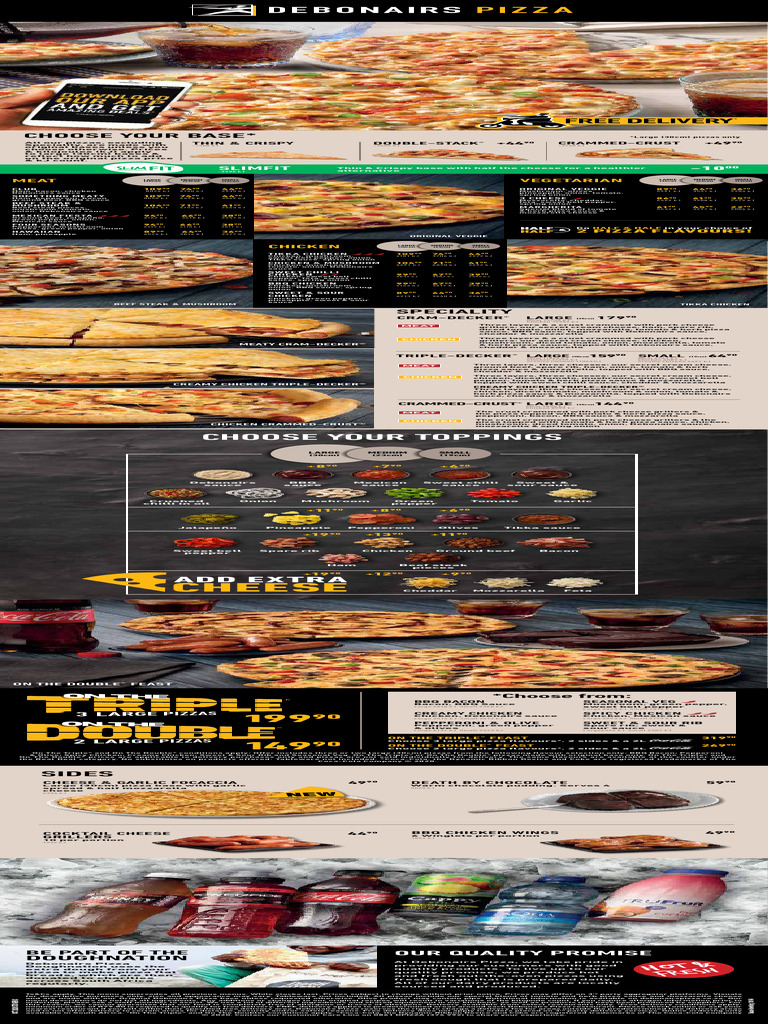 Debonairs Pizza Menu and Options | PDF | Pizza | Bacon