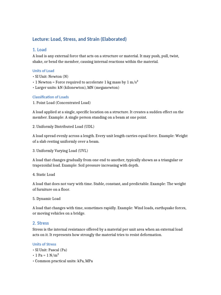Understanding Load, Stress, and Strain | PDF | Stress (Mechanics ...