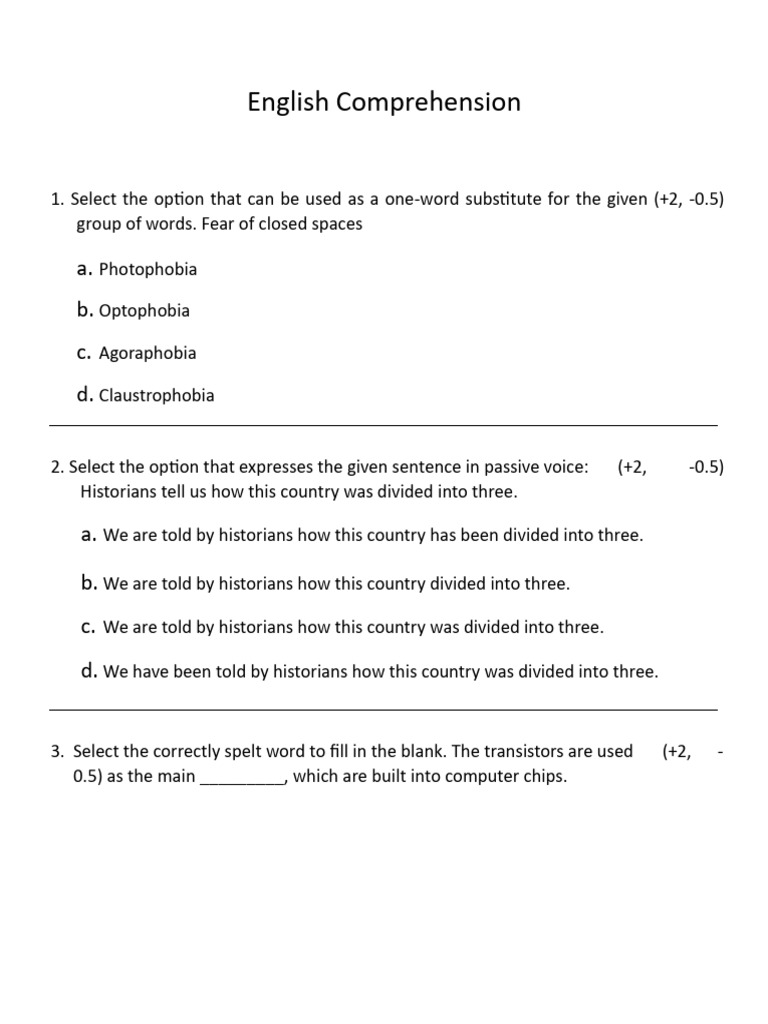 English Comprehension Practice Questions | PDF | Hazards