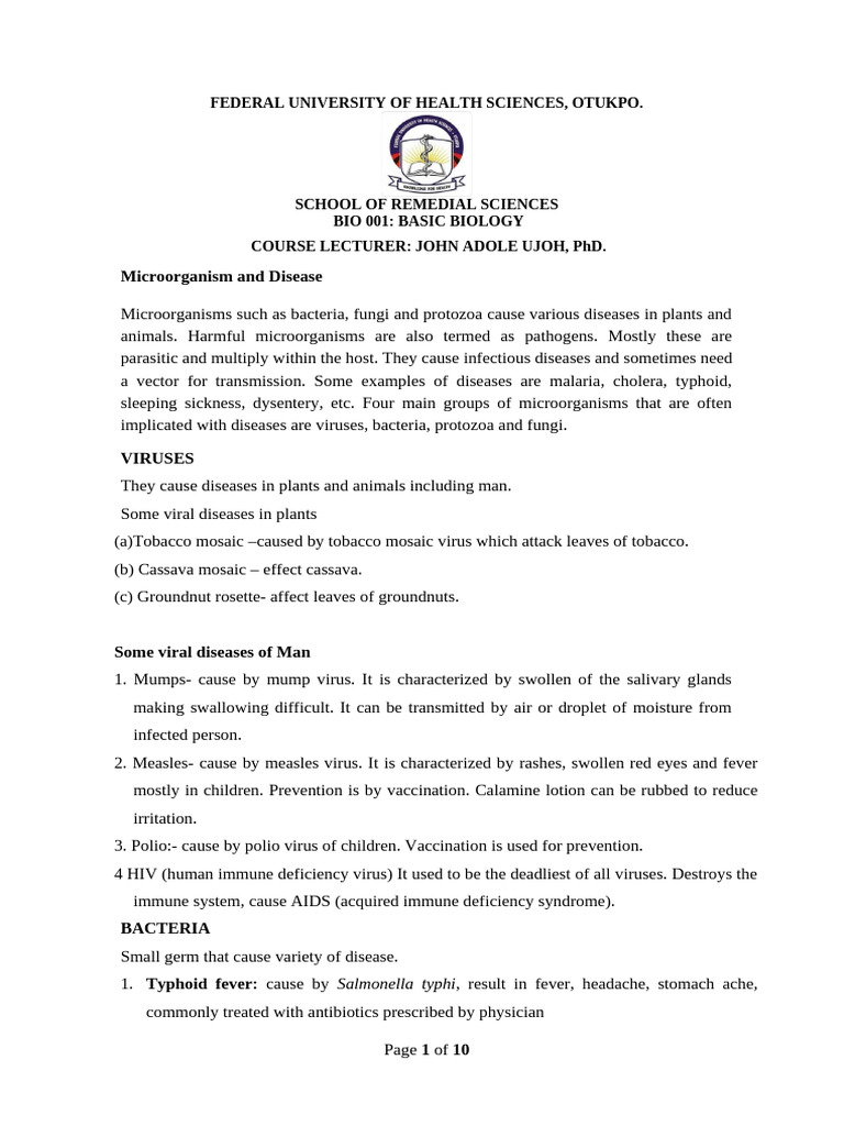 Microorganisms and Diseases Overview | PDF | Pathogen | Virus