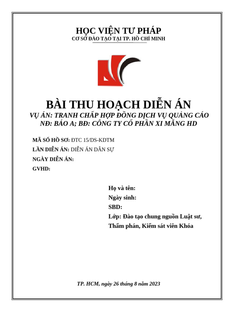 15 Ds KDTM Tranh Chap Hop Dong Dich Vu Quang Cao ND Bao A BD Cong Ty Co ...
