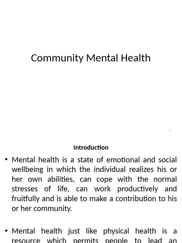 Community Mental Health Strategies | PDF | Mental Health | Mental Disorder