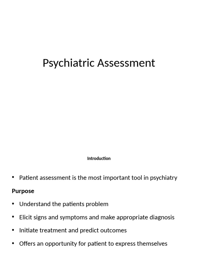 Comprehensive Psychiatric Assessment Guide | PDF | Mental Disorder ...