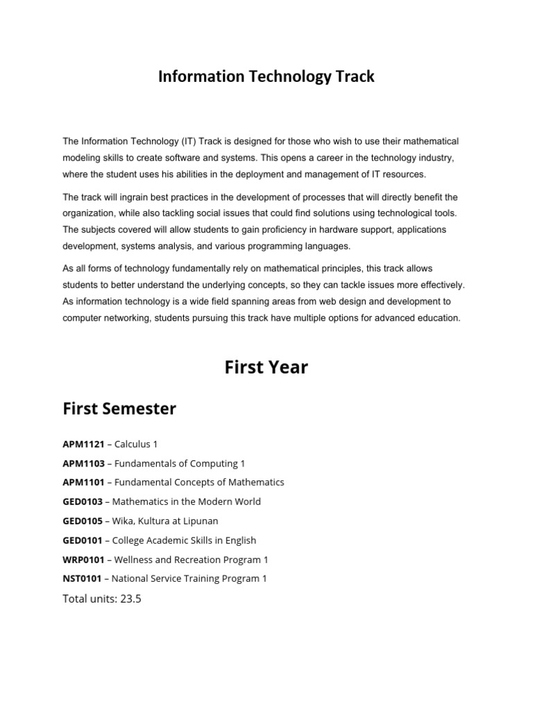 Information Technology Track Overview | PDF | Mathematics | System