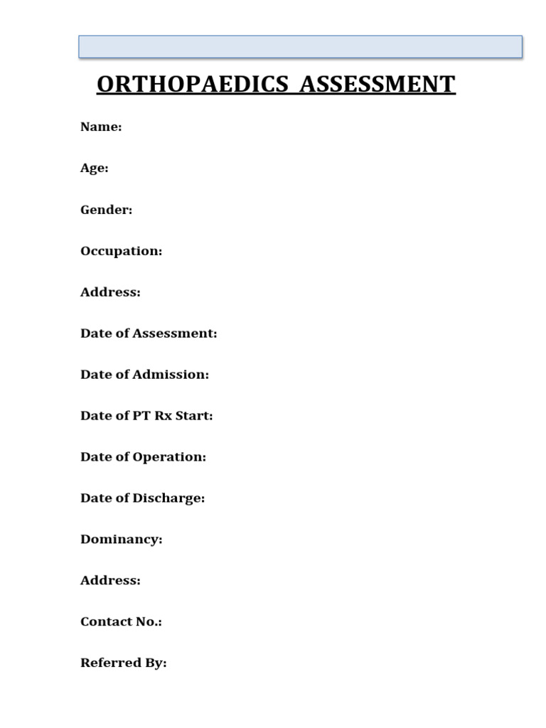 Orthopaedic Assessment Template | PDF | Elbow | Anatomical Terms Of Motion