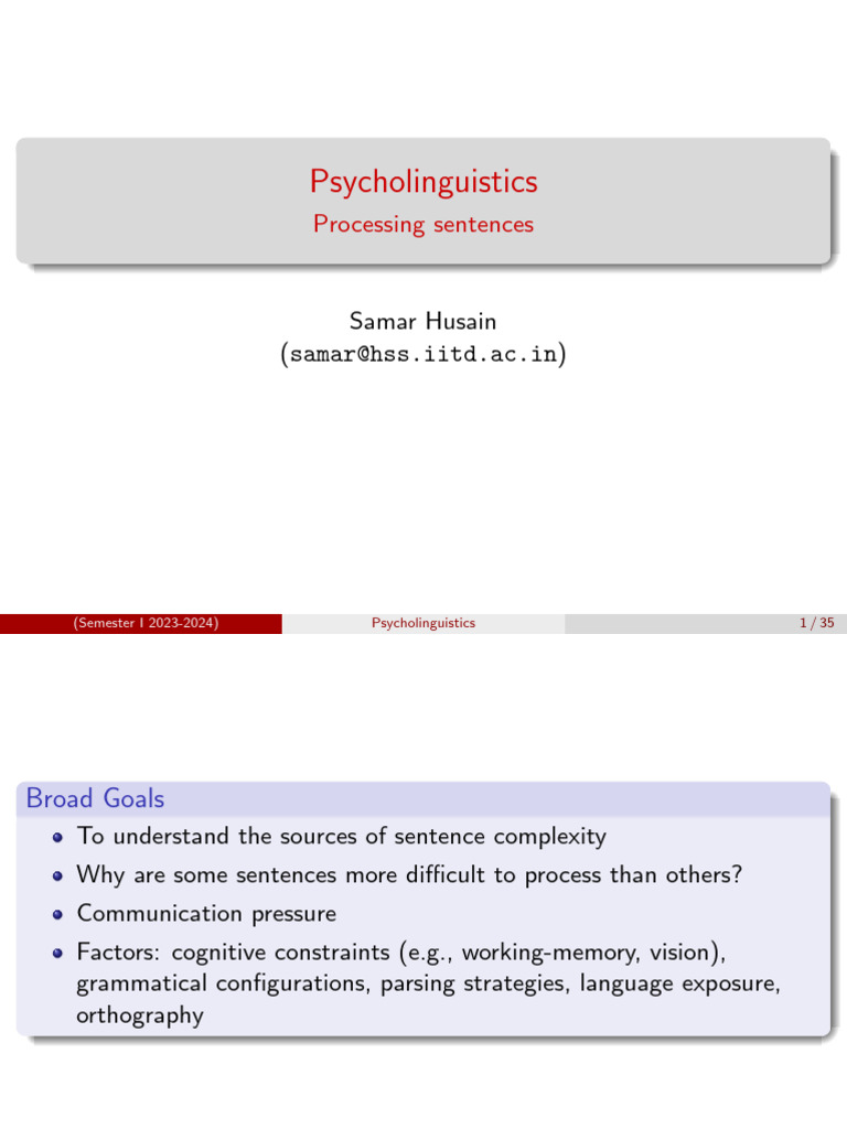 Understanding Sentence Processing Complexity | PDF | Psycholinguistics ...