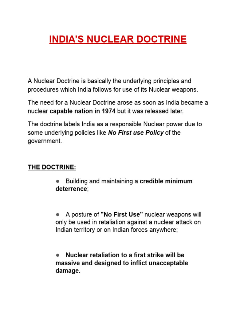 India's Nuclear Doctrine Explained | PDF | Treaty On The Non ...