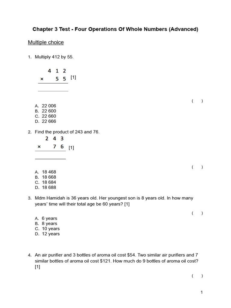 Advanced Whole Numbers Test Questions | PDF | Chess Theory | Chess