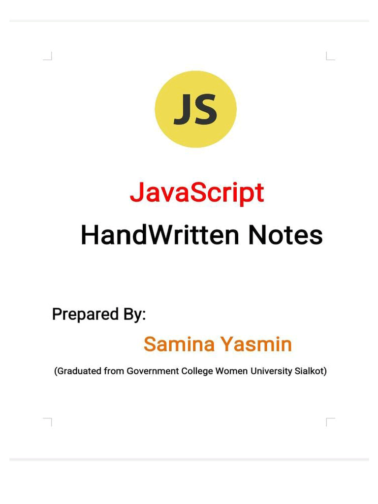 JavaScript Notes by Samina Yasmin | PDF