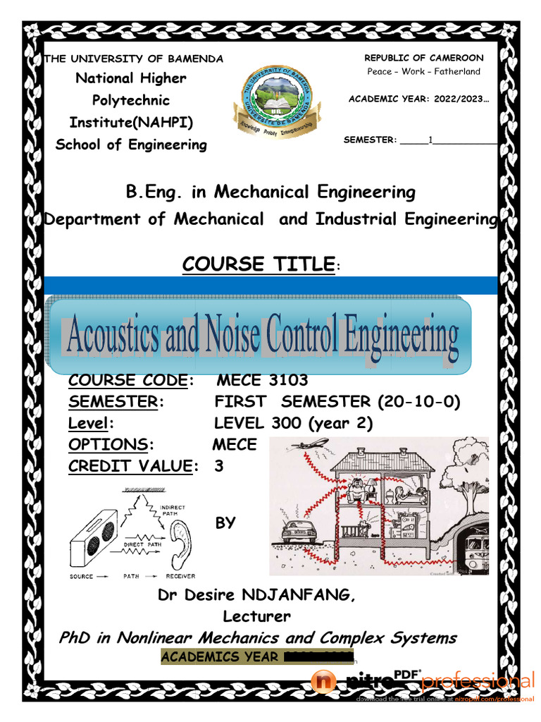 Acoustics and Noise Control Engineering | PDF | Sound | Waves