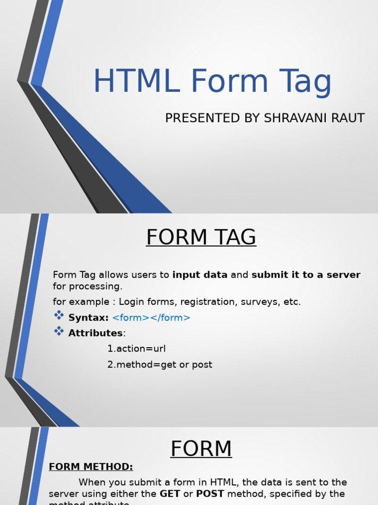 HTML Form Tag Guide and Examples | PDF