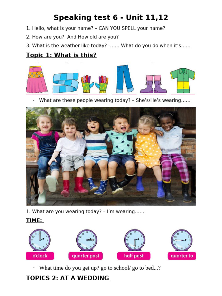Speaking Test 6: Units 11 & 12 Guide | PDF