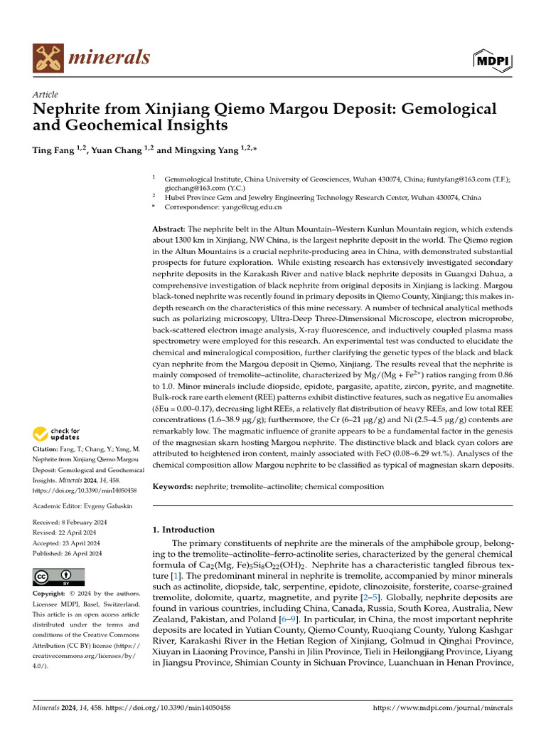 Nephrite Insights from Qiemo, Xinjiang | PDF | Minerals | Microscope