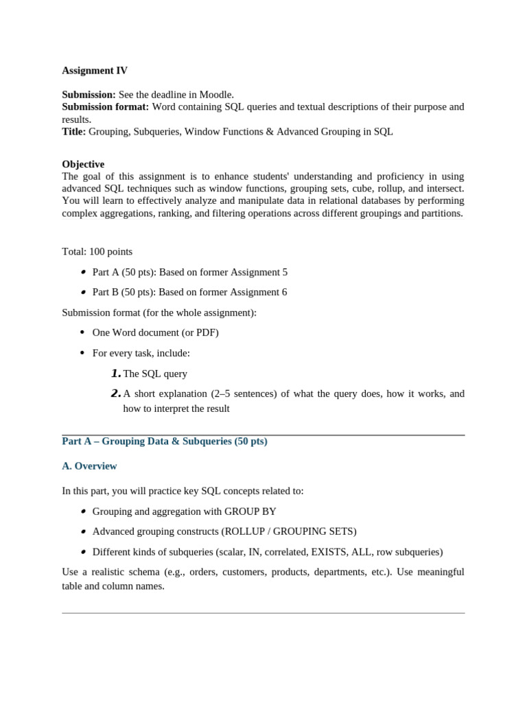 Advanced SQL Techniques Assignment | PDF | Data Management Software ...