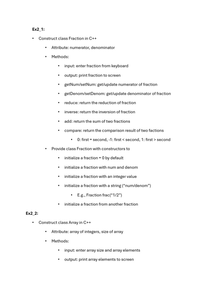 C++ Fraction and Array Class Implementation | PDF