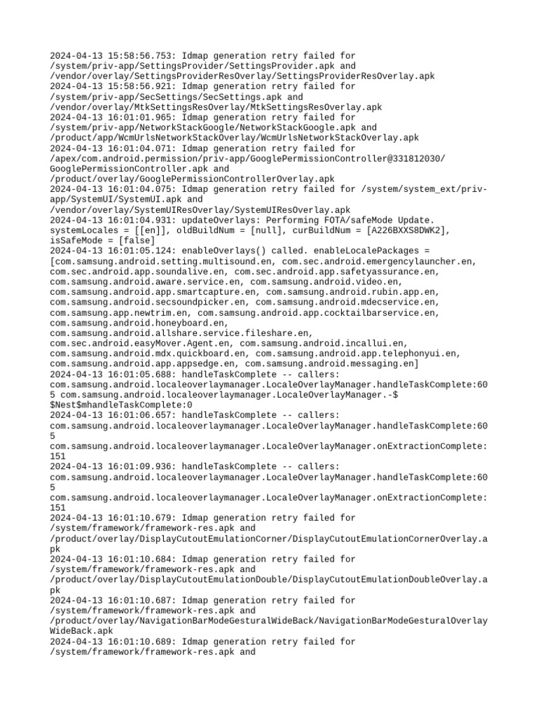 Idmap Generation Errors Log | PDF | Mobile Computers | Computing Platforms
