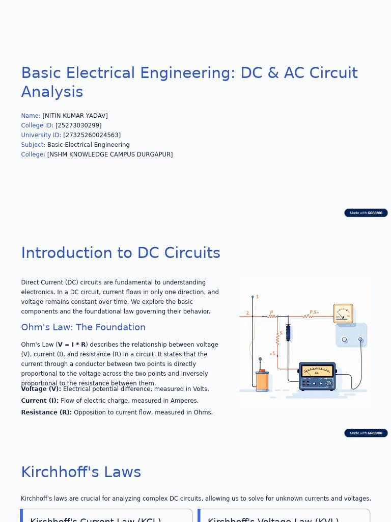 Electrical Engineering: DC & AC Circuit Basics | PDF | Ac Power ...