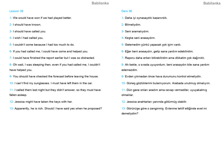 Lesson 38 1-2 - 3 - 4 - 5 - 6 - 7 - 8 - Ders 38 1 - 2 - 3 - 4 - 5 - 6 ...