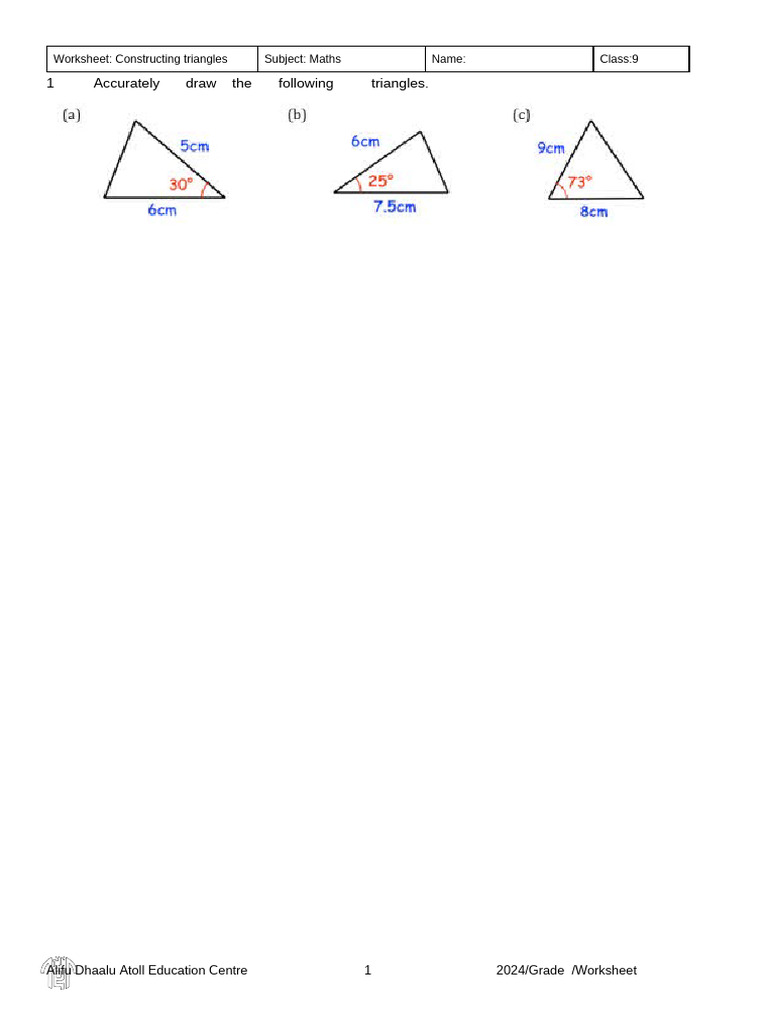 Constructing Triangles | PDF