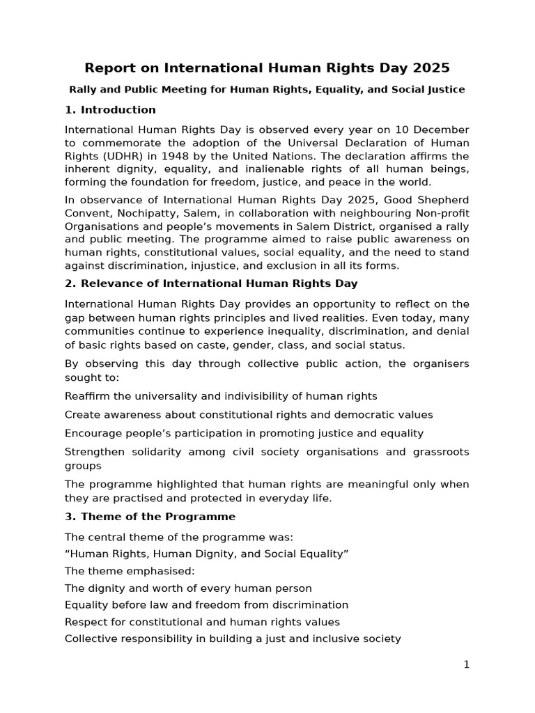 Human Rights Day 2025 Rally Summary | PDF | Human Rights | Social Equality