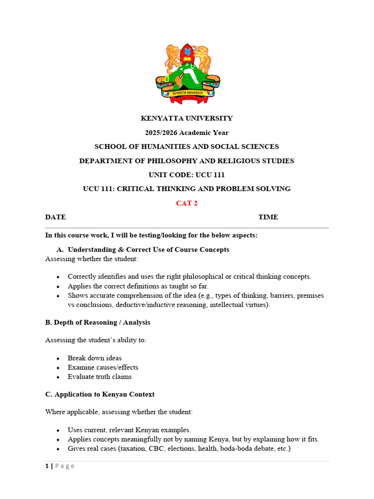 Critical Thinking Course Assessment Guide | PDF | Critical Thinking ...